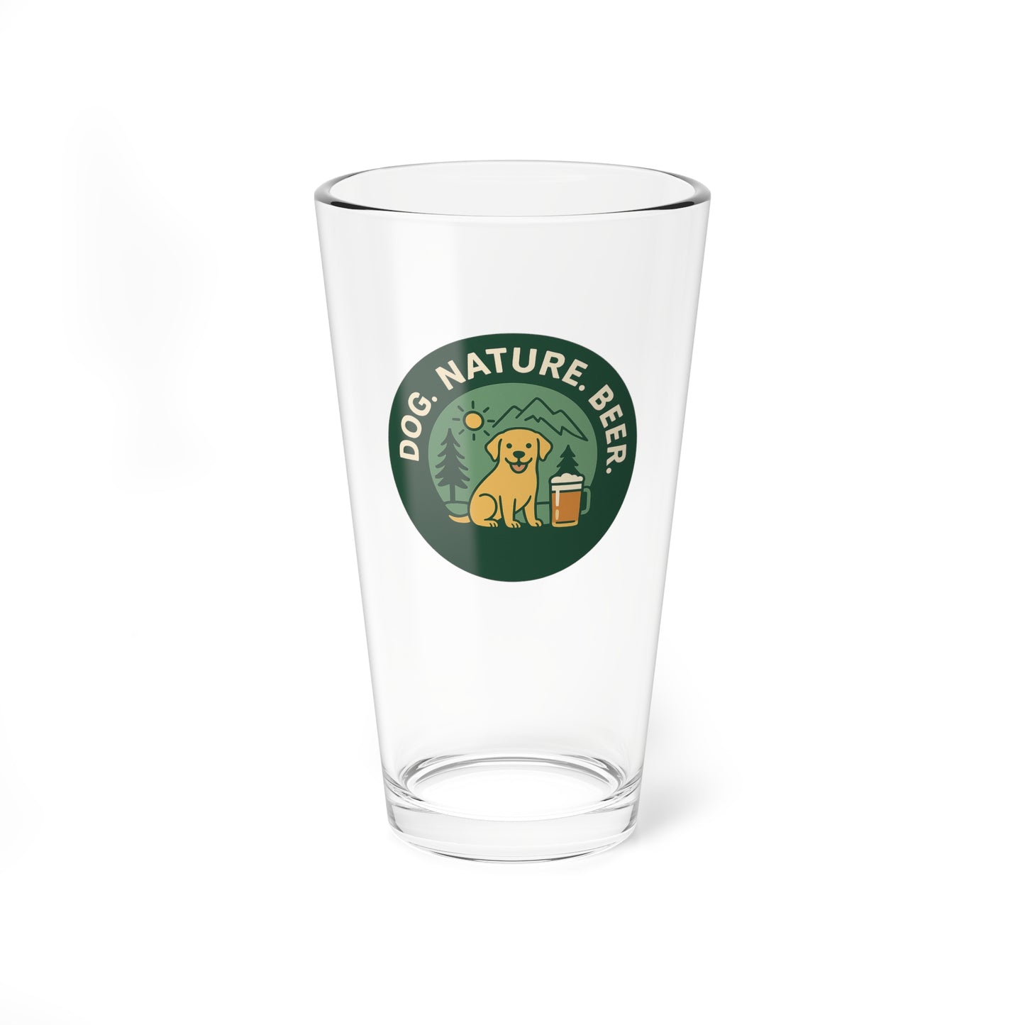 Dog. Nature. Beer. Pint Glass