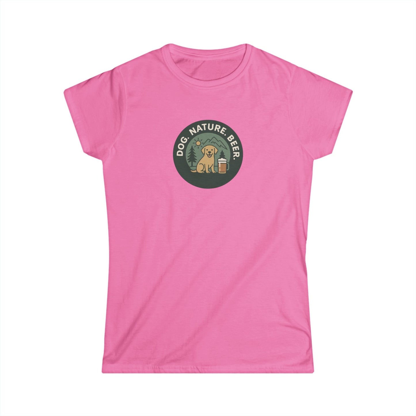 Dog. Nature. Beer. Women's Softstyle Tee