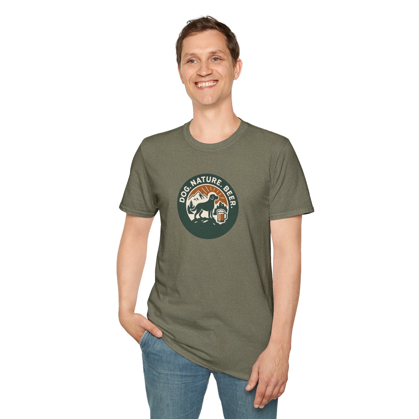Dog. Nature. Beer. Softstyle T-Shirt