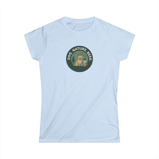 Dog. Nature. Beer. Women's Softstyle Tee