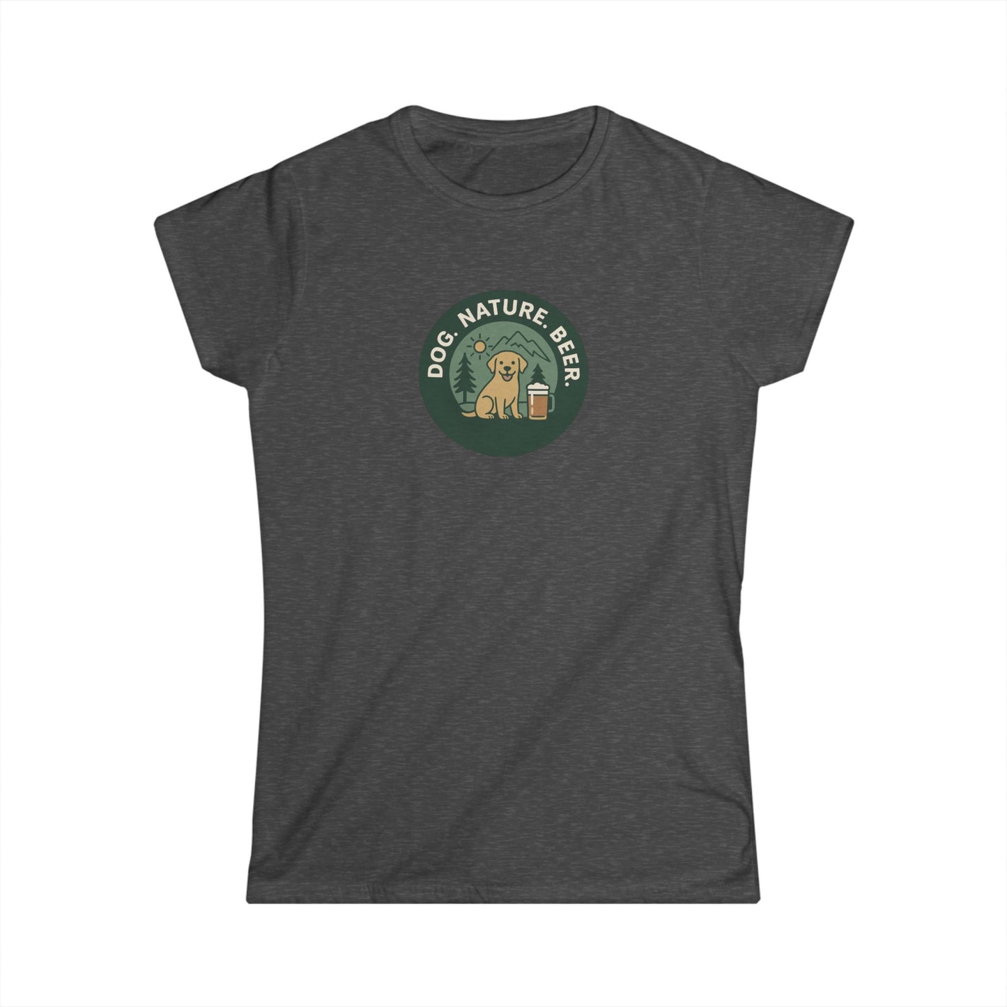 Dog. Nature. Beer. Women's Softstyle Tee